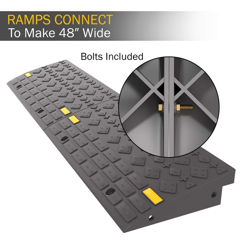 Stalwart Set of 2 Curb Ramps with 4 Ton Capacity - for Cars, Trucks, RVs, ATVs, Motorcycles, Hand Trucks, Mowers, and Carts by Stalwart (Gray) - Image 5